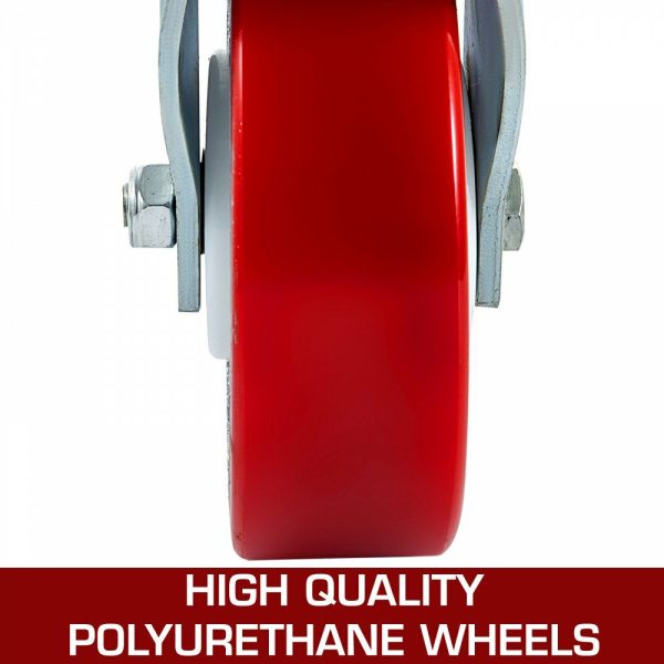 Scaffolding Wheels Set of 4, 8″ – Scaffolding Casters Heavy Duty, 3200 Lbs Per Set – Locking Stem Casters with Brake, Red Polyurethane – Replacement for Scaffold, Shelves, Workbench  |   Casters & Wheels Casters & Wheels Casters & Wheels