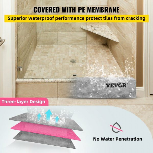 Shower Curb, 38” x 4” x 6”, Cuttable Waterproof XPS Foam Curb, Covering with PE Waterproof Membrane, Ready-to-tile with Thin-set Mortar, Perfect for Bathroom Decoration  |   Building Supplies Building & Construction Building Supplies