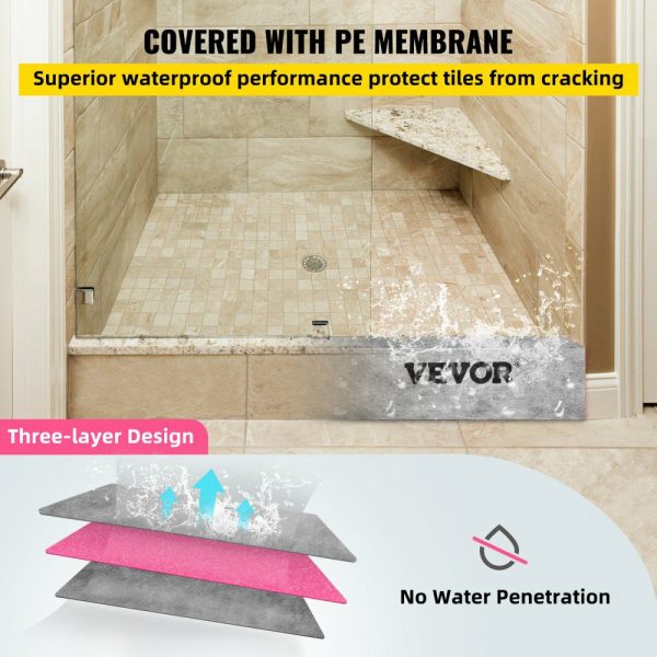 Shower Curb, 60” x 4” x 6”, Cuttable Waterproof XPS Foam Curb, Covering with PE Waterproof Membrane, Ready-to-tile with Thin-set Mortar, Perfect for Bathroom Decoration  |   Building Supplies Building & Construction Building Supplies