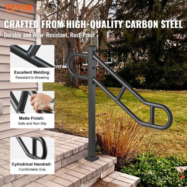 Single Post Handrail for Outdoor 1-3 Step 40.5″ Stair Handrail Floor Mount  |   Building Supplies Building & Construction Building Supplies