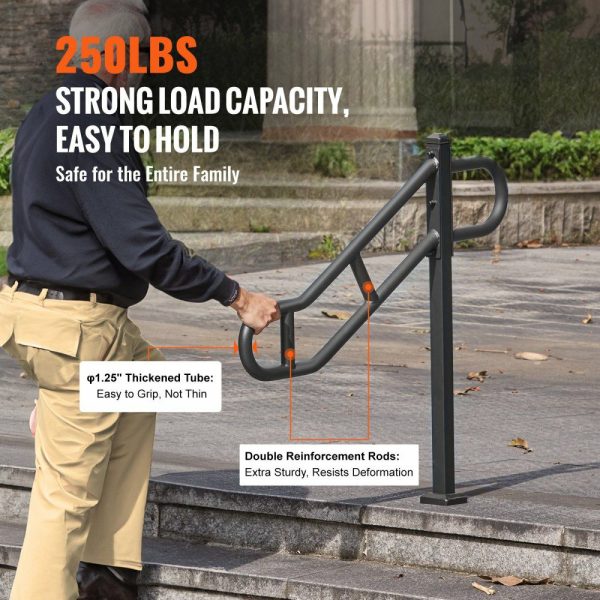 Single Post Handrail for Outdoor 1-3 Step 40.5″ Stair Handrail Floor Mount  |   Building Supplies Building & Construction Building Supplies