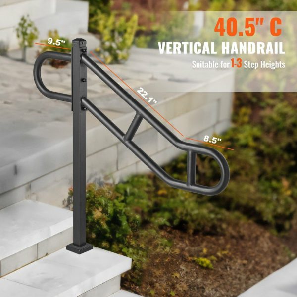 Single Post Handrail for Outdoor 1-3 Step 40.5″ Stair Handrail Floor Mount  |   Building Supplies Building & Construction Building Supplies