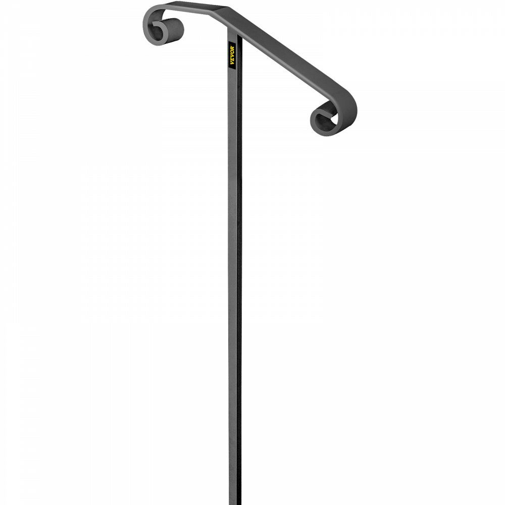 Single Post Handrail Wrought Iron Post Mount Step Grab Supports in Ground Long Post Fits 1 or 2 Steps Grab Rail Single Post Railing (Gray)  |   Building Supplies Building & Construction Building Supplies