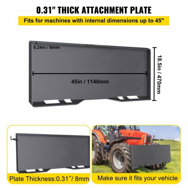 Skid Steer Mount Plate Thick Skid Steer Attachment Plate Steel Quick Attachment Loader Plate with 3 Additional Welding Rods Easy to Weld or Bolt to Different Accessories (5/16″)  |   Heavy Equipment Accessories Building & Construction Heavy Equipment Accessories