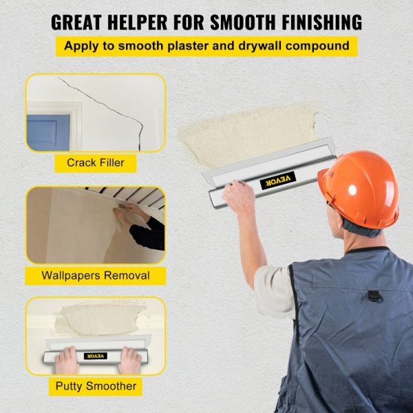 Skimming Blade,24 inch Smoothing Knife, European Stainless Steel Construction Knife, Aluminum Blade Profile Smoothing Knockdown Spatula for Gyprock/Drywall/Wall-Board  |   Masonry & Concrete & Tile Tools Building & Construction Masonry & Concrete & Tile Tools