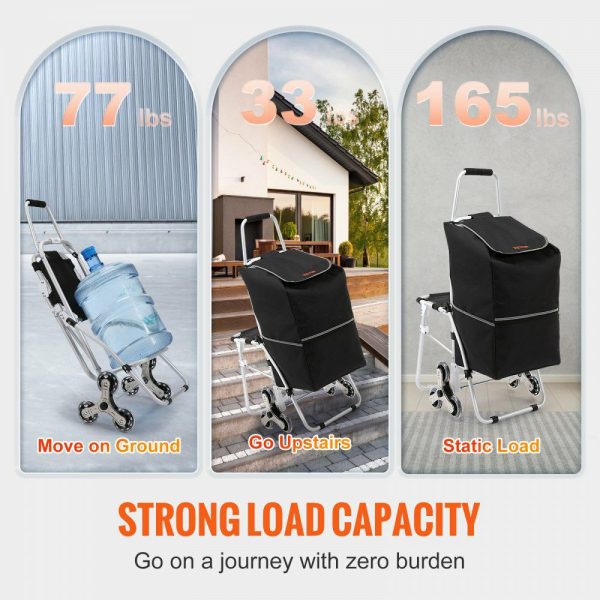 Stair Climbing Cart 50L Foldable Shopping Cart w/ Waterproof Bag & Seat  |   Carts & Trucks Carts & Trucks Carts & Trucks