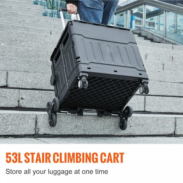 Stair Climbing Cart 53L Foldable Shopping Cart w/ Lid & Adjustable Handle  |   Carts & Trucks Carts & Trucks Carts & Trucks