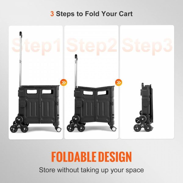 Stair Climbing Cart 53L Foldable Shopping Cart w/ Lid & Adjustable Handle  |   Carts & Trucks Carts & Trucks Carts & Trucks