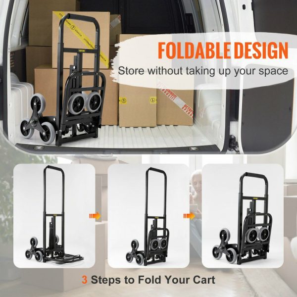 Stair Climbing Hand Truck, Heavy-Duty Hand Cart Dolly 375 lbs Load Capacity, Foldable Stair Climber Hand Trucks with Adjustable Handle, All Terrain Cart for Stairs with 10 Wheels  |   Carts & Trucks Carts & Trucks Carts & Trucks