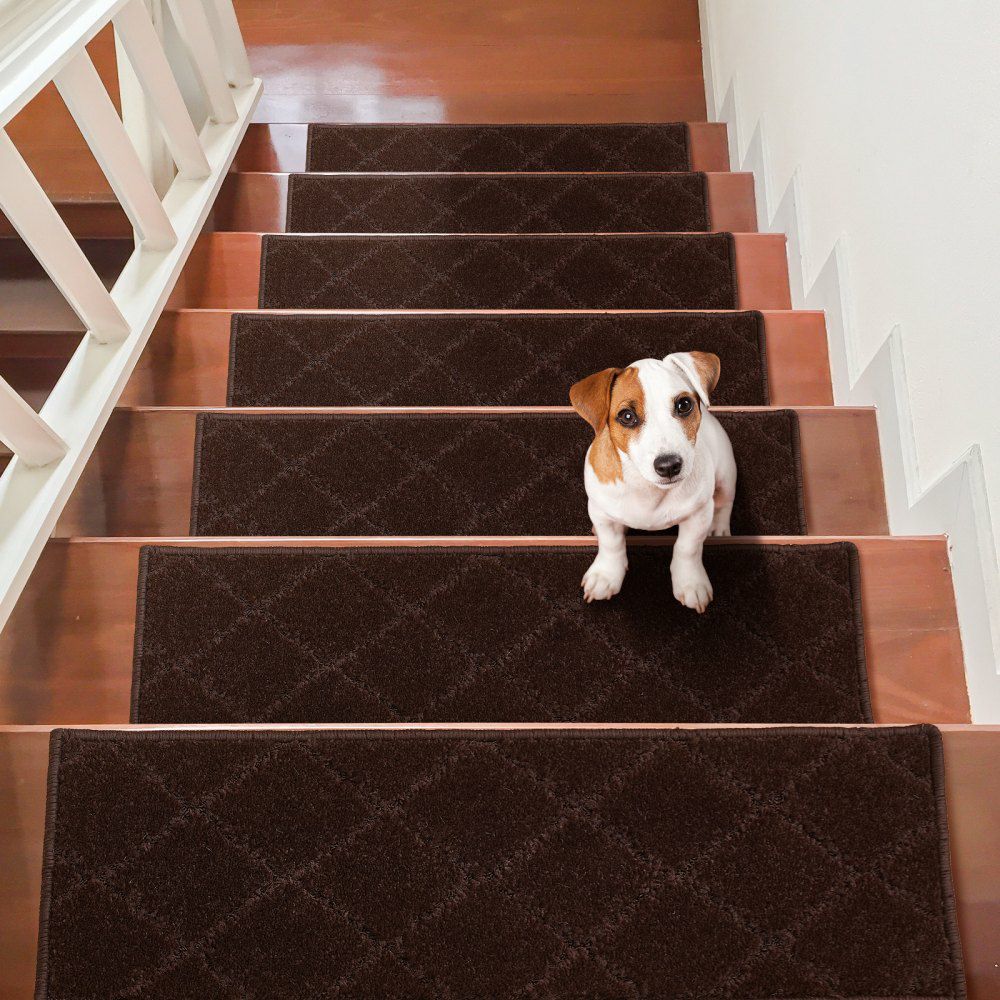 Stair Treads, Stairs Carpet Non Slip 9″ x 28″, Indoor Stair Runner for Wooden Steps, Anti Slip Carpet Soft Edging Stair Rugs Mats for Kids Elders and Dogs, 15 pcs, Brown Brown |   Building Supplies Building & Construction Brown