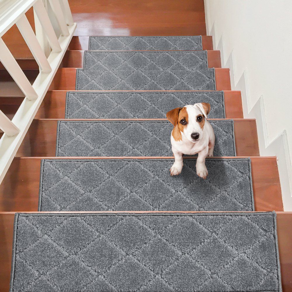 Stair Treads, Stairs Carpet Non Slip 9″ x 28″, Indoor Stair Runner for Wooden Steps, Anti Slip Carpet Soft Edging Stair Rugs Mats for Kids Elders and Dogs, 15 pcs, Gray Gray |   Building Supplies Building & Construction Building Supplies