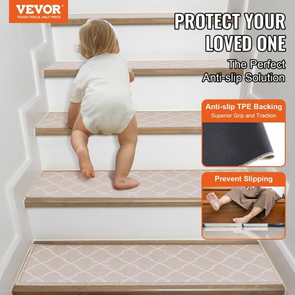 Stair Treads, Stairs Carpet Non Slip 9″ x 28″, Indoor Stair Runner for Wooden Steps, Anti Slip Carpet Soft Edging Stair Rugs Mats for Kids Elders and Dogs, 15 pcs, Light Brown Brown |   Building Supplies Building & Construction Brown