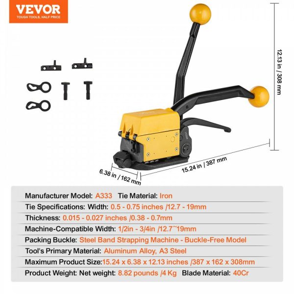 Steel Strapping Tool for 1/2″-3/4″ Width, 3-in-1 (Tensioner, Crimper, Cutter) Manual Belt Packaging Banding Machine Packaging Metal Steel Strapping Banding Tool Machine for Stainless Steel Strap  |   Filling & Sealing Machine Filling & Sealing Machine Filling & Sealing Machine