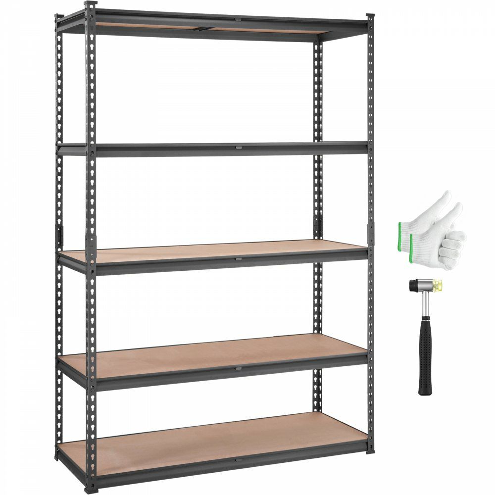 Storage Shelving Unit, 5-Tier Adjustable, 2000 lbs Capacity, Heavy Duty Garage Shelves Metal Organizer Utility Rack, Black, 18″ D x 48″ W x 72″ H for Kitchen Pantry Basement Bathroom Laundry  |   Shelving & Storage Material Handling Shelving & Storage