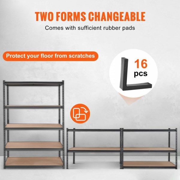 Storage Shelving Unit, 5-Tier Adjustable, 2000 lbs Capacity, Heavy Duty Garage Shelves Metal Organizer Utility Rack, Black, 18″ D x 48″ W x 72″ H for Kitchen Pantry Basement Bathroom Laundry  |   Shelving & Storage Material Handling Shelving & Storage