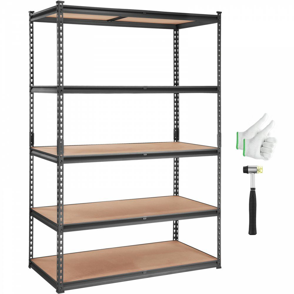 Storage Shelving Unit, 5-Tier Adjustable, 2000 lbs Capacity, Heavy Duty Garage Shelves Metal Organizer Utility Rack, Black, 48″ L x 24″ W x 72″ H for Kitchen Pantry Basement Bathroom Laundry  |   Shelving & Storage Material Handling Shelving & Storage