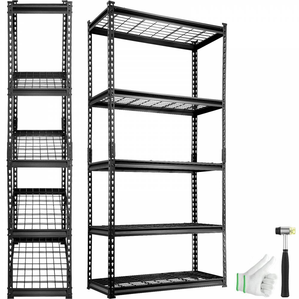 Storage Shelving Unit, 5-Tier Adjustable, 2000 lbs Capacity, Heavy Duty Garage Shelves Metal Organizer Wire Rack, Black, 36″ L x 16″ W x 72″ H for Kitchen Pantry Basement Bathroom Laundry Closet  |   Shelving & Storage Material Handling Shelving & Storage