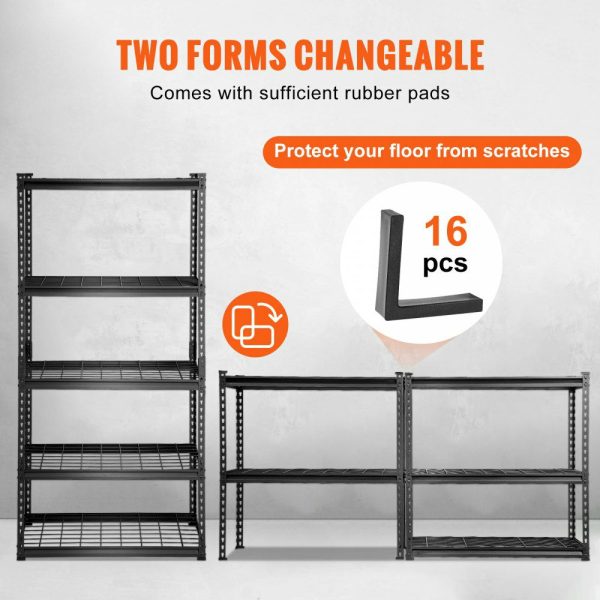 Storage Shelving Unit, 5-Tier Adjustable, 2000 lbs Capacity, Heavy Duty Garage Shelves Metal Organizer Wire Rack, Black, 36″ L x 16″ W x 72″ H for Kitchen Pantry Basement Bathroom Laundry Closet  |   Shelving & Storage Material Handling Shelving & Storage