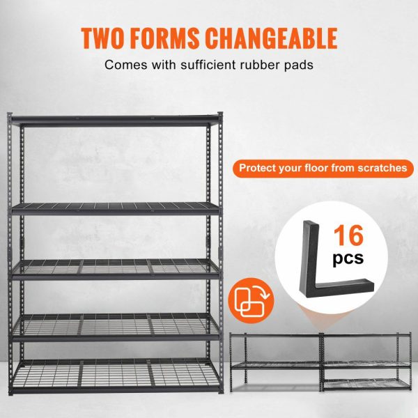 Storage Shelving Unit, 5-Tier Adjustable, 2000 lbs Capacity, Heavy Duty Garage Shelves Metal Organizer Wire Rack, Black, 60″ L x 24″ W x 78″ H for Kitchen Pantry Basement Bathroom Laundry Closet  |   Shelving & Storage Material Handling Shelving & Storage