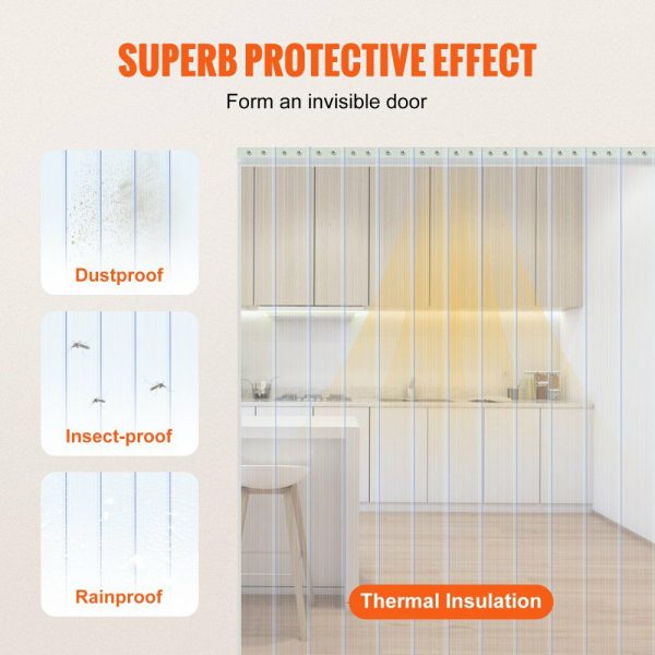 Strip Curtain, 100′ Length x 12″ Width x 0.12″ Thickness, Clear Ribbed PVC Curtain Strip Door Bulk Roll, Plastic Door Strips for Doorway of Supermarket, Garage, Warehouse, Barn, Pet Animal House  |   Doors & Accessories Doors & Accessories Doors & Accessories