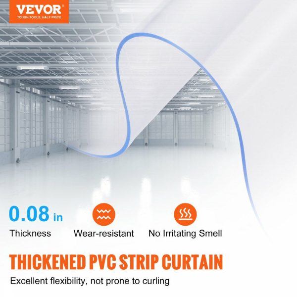 Strip Curtain 16PCS, 96″ Height, 96″ Width, 0.08″ Thickness, Clear Smooth Plastic Door Strips with 50% Overlap, PVC Strip Door Curtain Freezer Curtain for Warehouses, Walk in Freezers, Coolers  |   Doors & Accessories Doors & Accessories Doors & Accessories