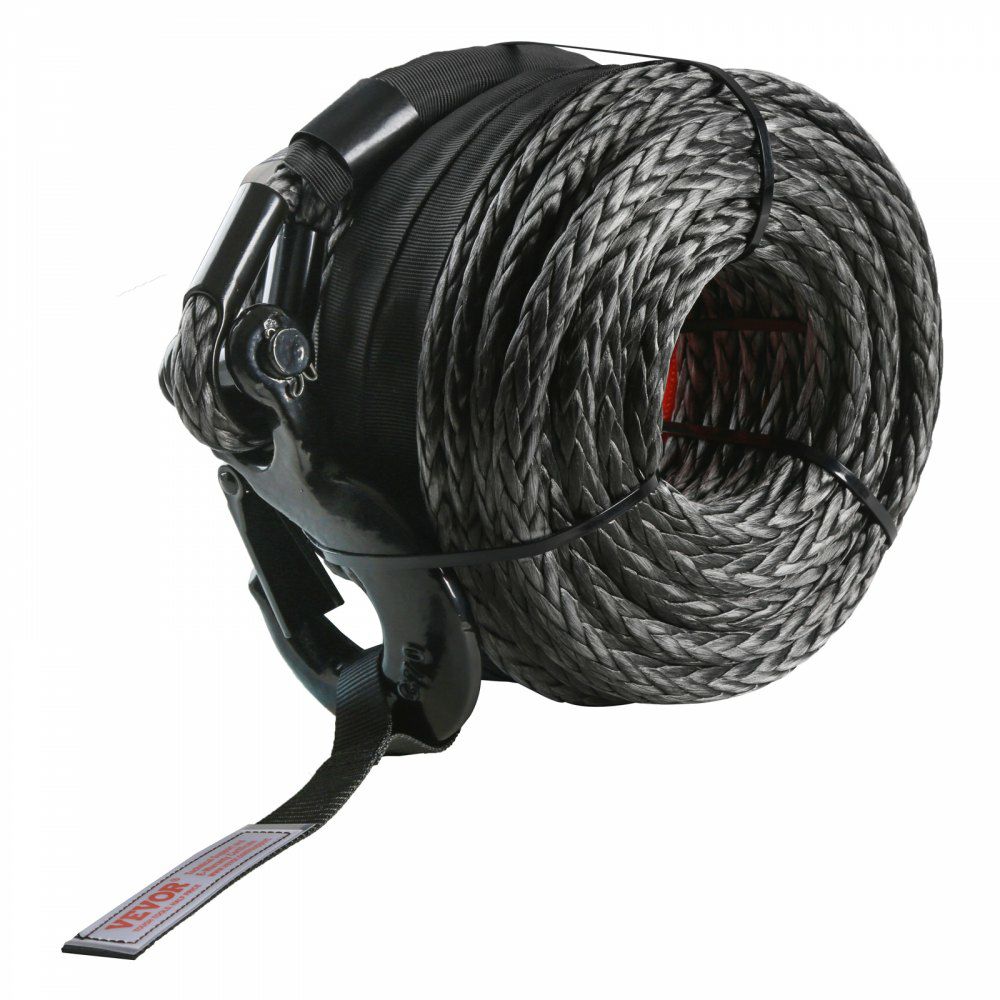 Synthetic Winch Rope, 1/2 Inch x 92 Feet 32,000 lbs Synthetic Winch Line Cable Rope with Protective Sleeve + Forged Winch Hook + Pull Strap, Universal Fit for SUV, Large Off-Road Vehicle, Truck  |   Hoists & Winches & Rigging Hoists & Winches & Rigging Hoists & Winches & Rigging