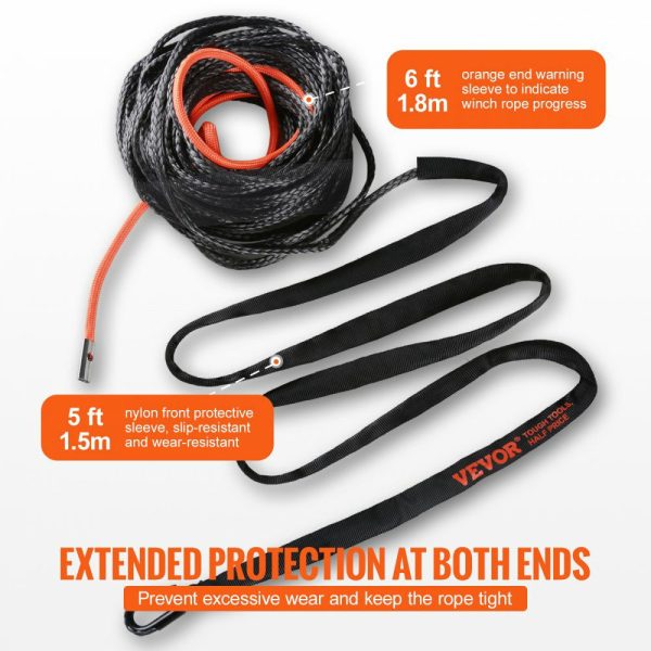 Synthetic Winch Rope, 1/2 Inch x 92 Feet 32,000 lbs Synthetic Winch Line Cable Rope with Protective Sleeve + Forged Winch Hook + Pull Strap, Universal Fit for SUV, Large Off-Road Vehicle, Truck  |   Hoists & Winches & Rigging Hoists & Winches & Rigging Hoists & Winches & Rigging