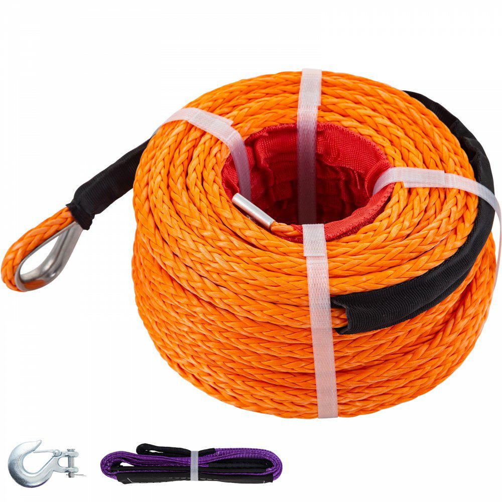 Synthetic Winch Rope 3/8″ x 100ft, Winch Cable with G70 Hook 18740 Lbs Working Strength, 12 Strands, Synthetic Winch Cable w/Protective Sleeve, for Vehicles Towing, Orange Orange |   Hoists & Winches & Rigging Hoists & Winches & Rigging Hoists & Winches & Rigging