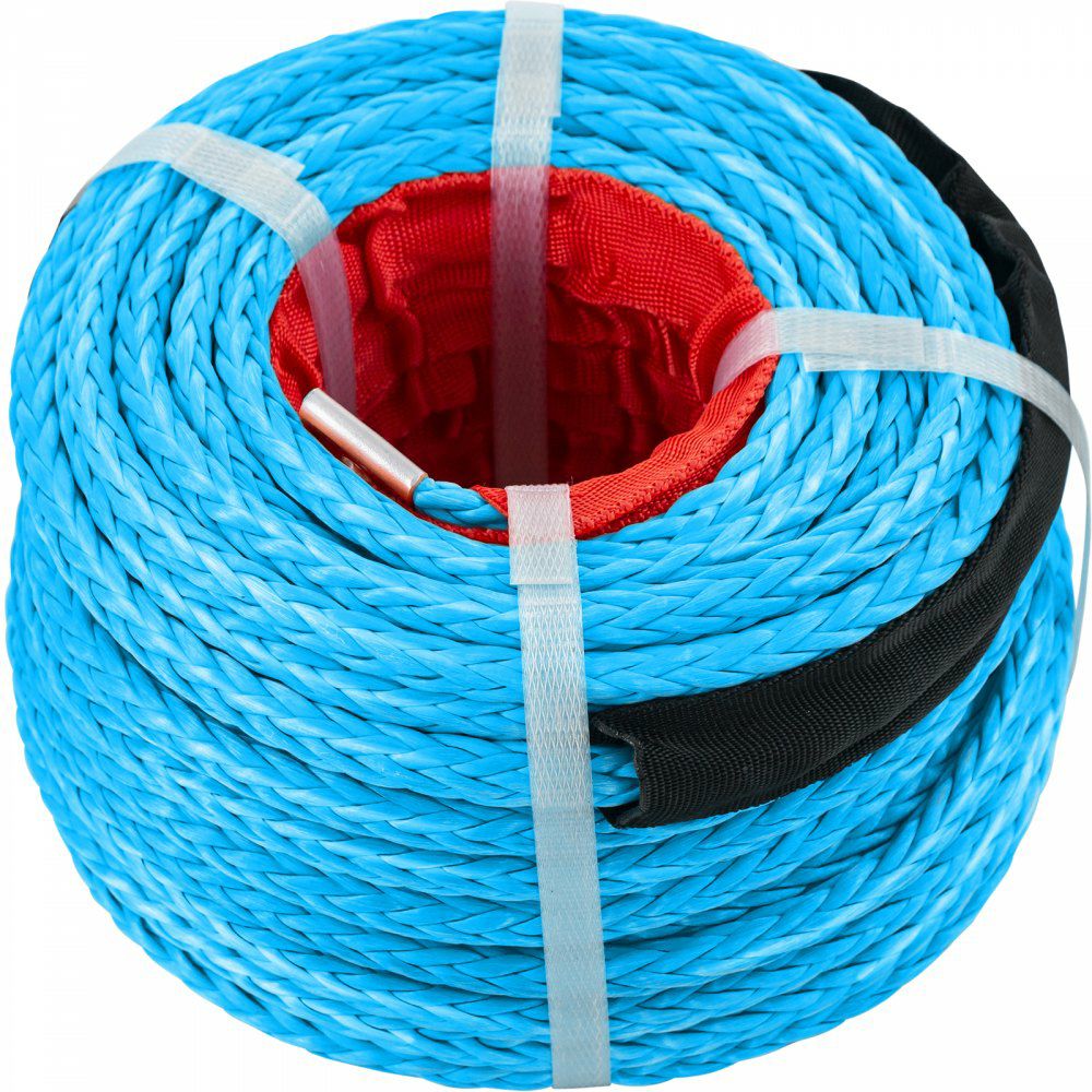 Synthetic Winch Rope 3/8in x 100ft, Winch Line Cable with G70 Hook 18,740lbs Working Strength, 12 Strands, Synthetic Winch Cable w/Protective Sleeve, for Vehicles Towing, Blue Blue |   Hoists & Winches & Rigging Hoists & Winches & Rigging Blue