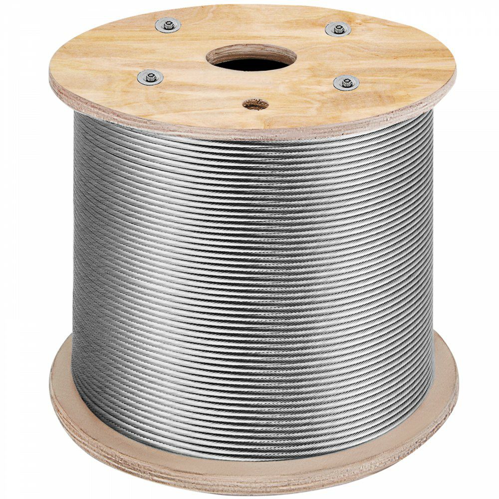 T316 Stainless Steel Cable, 1/8” x 1000 ft, Braided Aircraft Wire Rope with 1×19 Strands Construction, 2100 lbs Breaking Strength, for Deck Railing Stair Handrail Balusters Porch Fence  |   Chain & Wire & Rope Chain & Wire & Rope Chain & Wire & Rope