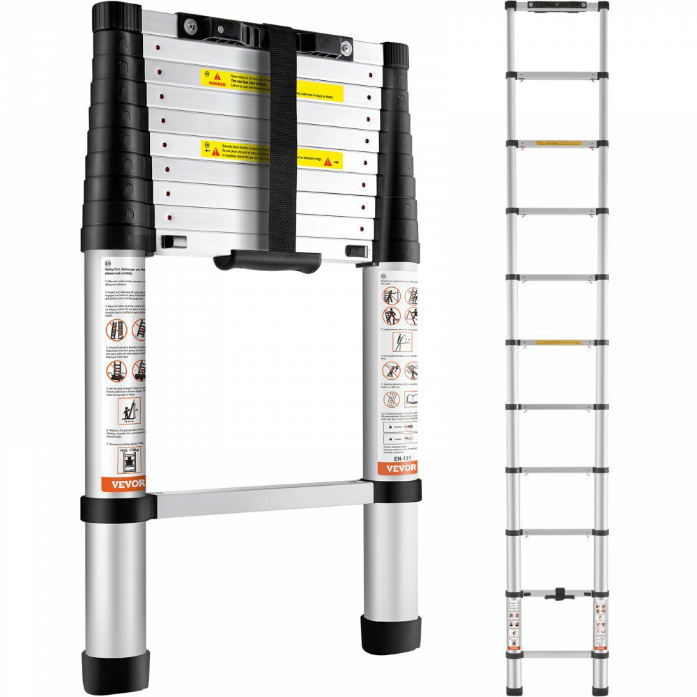 Telescoping Ladder Aluminum Extension Step 10.5 ft Multi-purpose Portable  |   Building Supplies Building & Construction Building Supplies