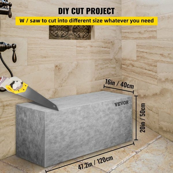 Tile Shower Seat, 47.2″ x 16″ x 20″ Ready to Tile Shower Seat, Factory Waterproof & 100% Leak Proof Tileable Shower Corner Seat, 440lbs Load-Bearing Rectangular Board Shower Bench, Grey  |   Building Supplies Building & Construction Building Supplies