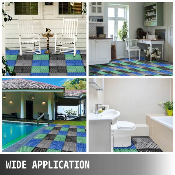 Tiles Interlocking 50 PCS Black, Drainage Tiles 12x12x0.5 Inches, Deck Tiles Outdoor Floor Tiles, Outdoor Interlocking Tiles, Deck Flooring for Pool Shower Bathroom Deck Patio Garage Black |   Building Supplies Building & Construction Black