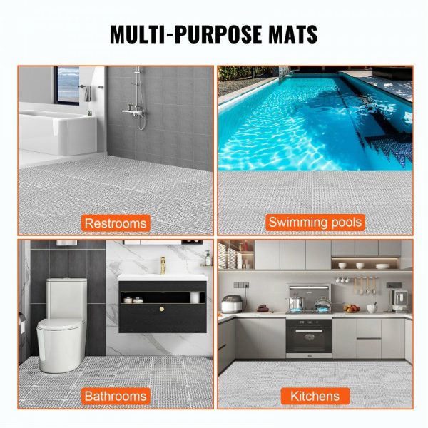 Tiles Interlocking 50 PCS Gray, Drainage Tiles 12x12x0.5 Inches, Deck Tiles Outdoor Floor Tiles, Outdoor Interlocking Tiles, Deck Flooring for Pool Shower Bathroom Deck Patio Garage Gray |   Interlocking Rubber Tiles Building & Construction Building Supplies