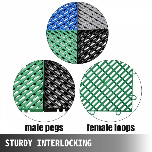 Tiles Interlocking 50 PCS Green, Drainage Tiles 12x12x0.5 Inches, Deck Tiles Outdoor Floor Tiles, Outdoor Interlocking Tiles, Deck Flooring for Pool Shower Bathroom Deck Patio Garage Green |   Interlocking Rubber Tiles Building & Construction Building Supplies