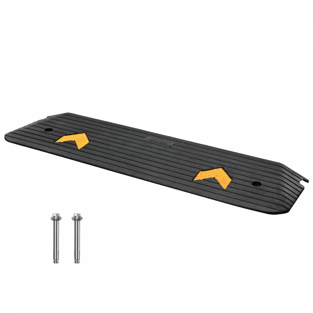 Upgraded Rubber Threshold Ramp, 1″ Rise Wheelchair Ramp Doorway, Natural Curb Ramp Rated 33069 lbs Load Capacity, Non-Slip Textured Surface Rubber Curb Ramp for Wheelchair and Scooter  |   Ramps & Ladders Material Handling Ramps & Ladders