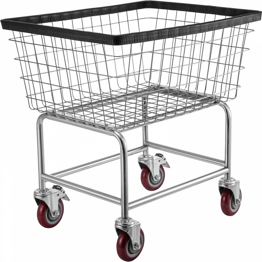 Wire Laundry Cart 2.2 Bushel, Wire Laundry Basket With Wheels 20”x15.7”x26”, Commercial Wire Laundry Basket Cart, Galvanized Steel Frame with 5” Casters, Wire Basket Cart for Laundry  |   Carts & Trucks Carts & Trucks Carts & Trucks