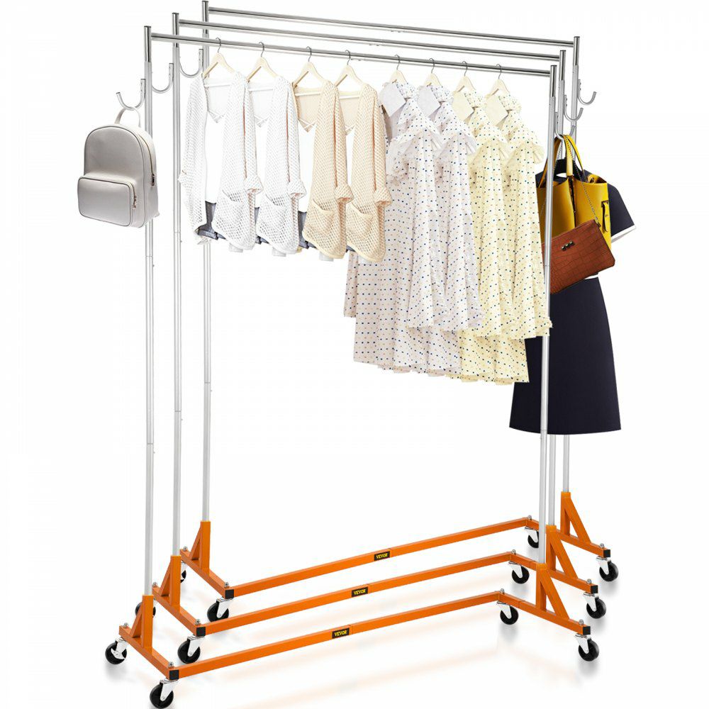 Z Rack, Industrial Grade Z Base Garment Rack, Height Adjustable Rolling Z Garment Rack, Sturdy Steel Z Base Clothing Rack w/Lockable Casters, for Home Clothing Store Display Orange (3 Sets)  |   Shelving & Storage Material Handling Shelving & Storage