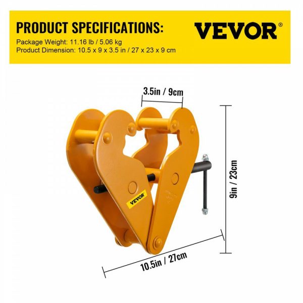 Beam Clamp 4400lbs/2ton Capacity, I Beam Lifting Clamp 3inch-9inch, Opening Range Beam Clamps for Rigging, Heavy Duty Steel Beam Clamp Tool, Beam Hangers for Lifting Rigging, in Yellow Yellow |   Hoists & Winches & Rigging Hoists & Winches & Rigging Hoists & Winches & Rigging