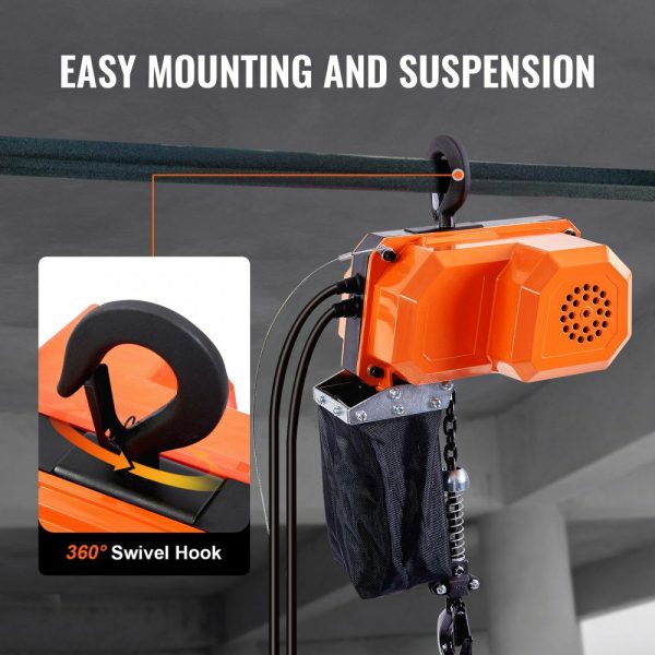 Electric Chain Hoist, 330 lbs Load Capacity, 10 ft Lifting Height, 10 ft/min Speed, 120V, Single Phase Overhead Crane with G80 Chain, 10 ft Wired Remote Control for Garage, Shop, Hotel, and Home  |   Hoists & Winches & Rigging Hoists & Winches & Rigging Hoists & Winches & Rigging