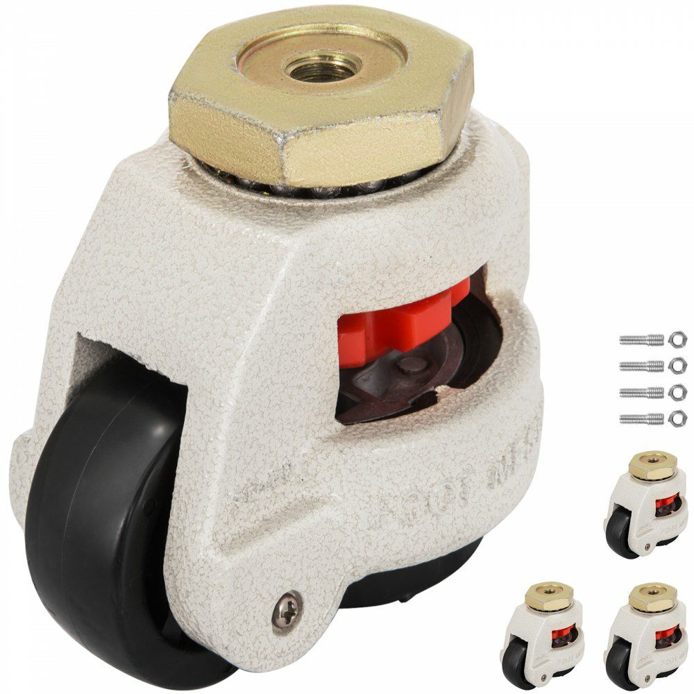 Heavy Duty Leveling Casters, Leveling Casters Stem, Set of 4, 2″, Retractable Leveling Casters for Workbench, 2200lbs Max Loading Capacity, 360-degree Swivel Casters for Industry Equipment  |   Casters & Wheels Material Handling Casters & Wheels