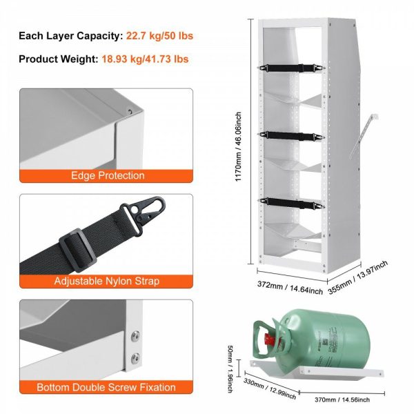 Refrigerant Tank Rack, with 3 x 30-50lb Bottle Tanks, Cylinder Tank Rack 14.56×12.99×1.96 in, Refrigerant Cylinder Rack Gas Cylinder Racks and Holders for Freon, Gases, Oxygen, Nitrogen  |   Shelving & Storage Material Handling Shelving & Storage