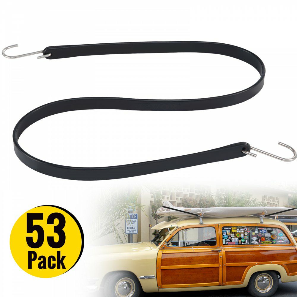 Rubber Bungee Cords, 53 Pack 41″ Long, Weatherproof Natural Rubber Tie Down Straps with Crimped S Hooks, Heavy Duty Outdoor Tarp Straps for Securing Flatbed Trailers, Canvases, Cargo, and More  |   Cargo Control Cargo Control Cargo Control