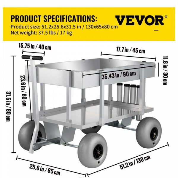 Beach Fishing Cart Fish & Marine Carts w/Balloon Tires for Sand 500lbs  |   Carts & Trucks Carts & Trucks Carts & Trucks