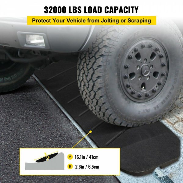 Curb Ramp, 4 Pack Rubber Driveway Ramps, Heavy Duty 32000 lbs Weight Capacity Threshold Ramp, 2.6 inch High Curbside Bridge Ramps for Loading Dock Garage Sidewalk, Expandable Full Ramp Set  |   Ramps & Ladders Material Handling Ramps & Ladders