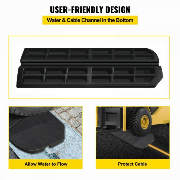 Curb Ramp, 4 Pack Rubber Driveway Ramps, Heavy Duty 32000 lbs Weight Capacity Threshold Ramp, 2.6 inch High Curbside Bridge Ramps for Loading Dock Garage Sidewalk, Expandable Full Ramp Set  |   Ramps & Ladders Material Handling Ramps & Ladders