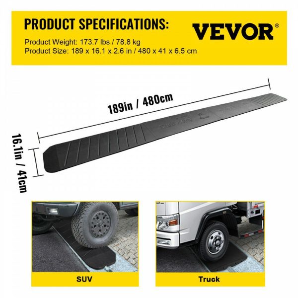 Curb Ramp, 4 Pack Rubber Driveway Ramps, Heavy Duty 32000 lbs Weight Capacity Threshold Ramp, 2.6 inch High Curbside Bridge Ramps for Loading Dock Garage Sidewalk, Expandable Full Ramp Set  |   Ramps & Ladders Material Handling Ramps & Ladders