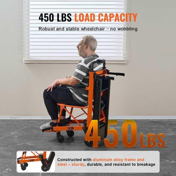 Electric Stair Chair, 450 lbs Load Capacity, Foldable Emergency Stair Climbing Wheelchair, Battery Operated Portable Stair Lift Chair Ambulance Firefighter Evacuation Use for Elderly, Disabled  |   Carts & Trucks Carts & Trucks Carts & Trucks