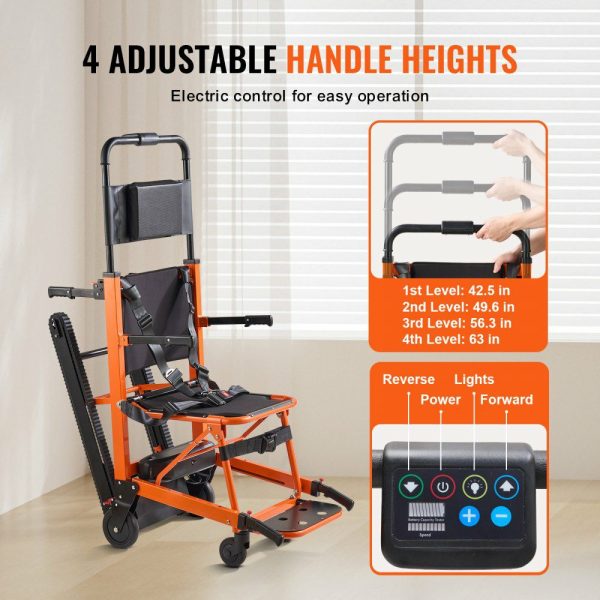 Electric Stair Chair, 450 lbs Load Capacity, Foldable Emergency Stair Climbing Wheelchair, Battery Operated Portable Stair Lift Chair Ambulance Firefighter Evacuation Use for Elderly, Disabled  |   Carts & Trucks Carts & Trucks Carts & Trucks