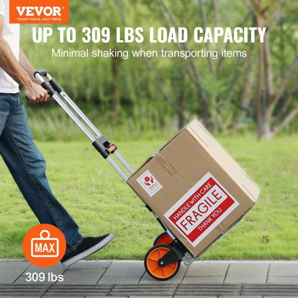 Folding Hand Truck, 309 lbs Load Capacity, Aluminum Portable Cart, Convertible Hand Truck and Dolly with Telescoping Handle and PP+TPR Wheels, Ultra Lightweight Super Strong for Moving Warehouse  |   Carts & Trucks Carts & Trucks Carts & Trucks